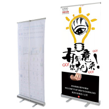 Floor standing full aluminum heavy duty silver display standee pull up hanging banner retractable portable roll up stand